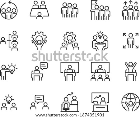 set of business icons, teamwork, working, meeting, management, people