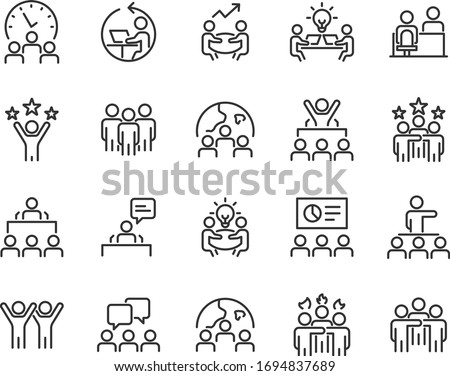 set of business icons, teamwork, working, meeting, management, people