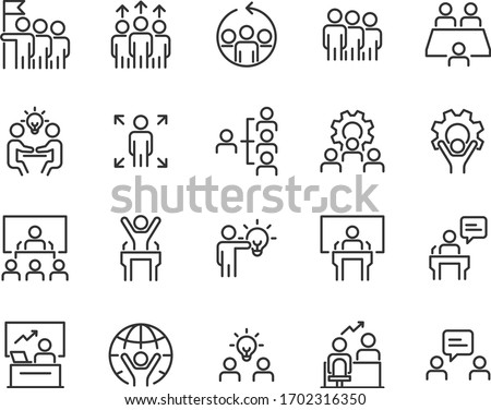 set of business icons, teamwork, working, meeting, management, people