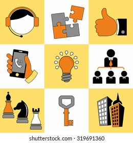 Set of business icons universal set for web and mobile flat design.pictogram collection.