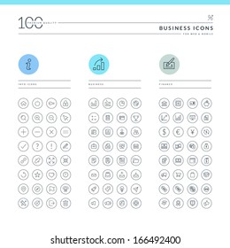 Set of business icons for web and mobile. Info, business and finance icons. 