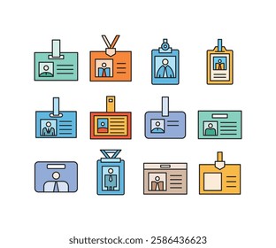 set of business and id card badge icons 