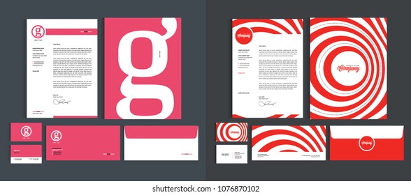 Set of Business identity design templates. Stationery set -  Letterhead A4 template, name card (3,5 x 2), envelope (8.66 x 4.33), presentation folder(9 x 12). Vector illustration.