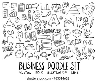 Set of Business illustration Hand drawn doodle Sketch line vector