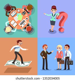 Set of business illustration. Working men and women. Set 1.