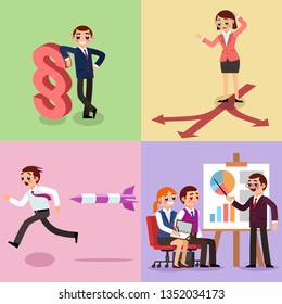 Set of business illustration. Working men and women. Set 2.