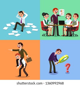Set of business illustration. Working men and women. Set 4.