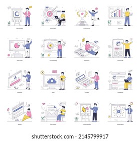 Juego de ilustraciones empresariales - Diseños vectoriales 

