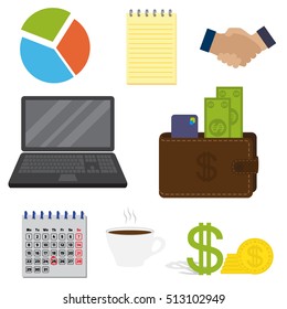 Set of business important items, isolated on a white background. Flat style vector illustration.