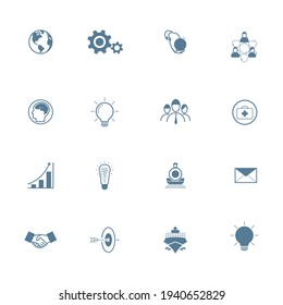 set of business info and contact technology icon symbol logo design template vector