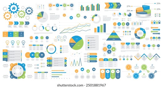 set business infographic design. with graph chart timeline and option process steps for presentation. flat vector illustration design element  
