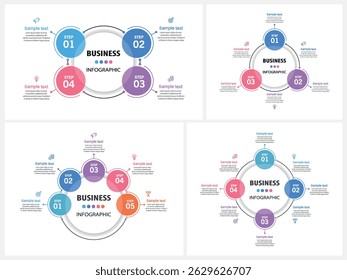 Set of business infographic design template with options, steps or processes. Can be used for workflow layout, diagram, number options, web design