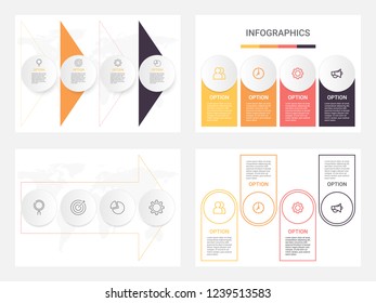 Set of business infographic templates with 4 steps, processes or options. Abstract modern infographic.