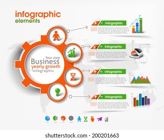 Set of Business Infographic Vector Background. 