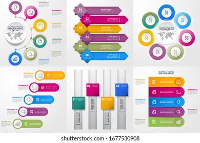 Set of business infographics design template for meeting presentation. graphic vector illustration.
