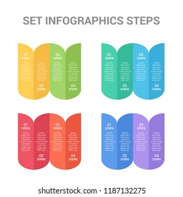 Set with business infographics template for presentation, education, web design, banners, brochures. Clean numbered banners for sample text or step lable infographic elements.Vector design template.