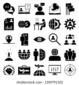 The set of business - insurance, job, communication, conversation, contract, cv, internet, marketing, business, clock, badge, card, audience, goal, development, gear