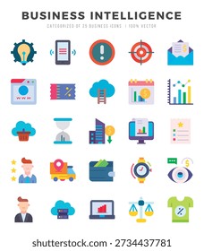 Set of Business Intelligence Icons Flat icons collection.