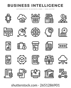 Set of Business Intelligence icons in Lineal style. Lineal Icons symbol collection.