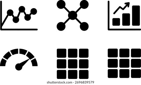 Un conjunto de iconos vectoriales de inteligencia empresarial aislados sobre fondo blanco. Perfecto para Diseño web, App móvil y otros proyectos. La Descarga contiene un archivo de Vector editable.
