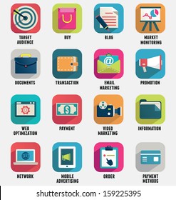 Set of business internet service and ecommerce icons. Flat style - part 1 - vector icons