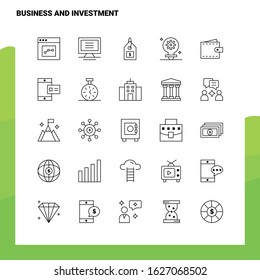 Set of Business And Investment Line Icon set 25 Icons. Vector Minimalism Style Design Black Icons Set. Linear pictogram pack.