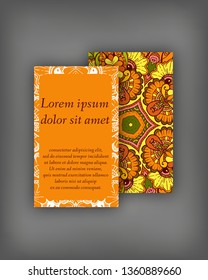 Set of business, invitation, save the date card template, abstract elegant pattern vector design editable. Hand drawn background. Mandala design