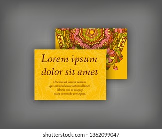 Set of business, invitation, save the date card template, abstract elegant pattern vector design editable. Hand drawn background. Mandala design