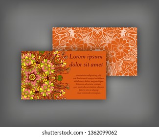 Set of business, invitation, save the date card template, abstract elegant pattern vector design editable. Hand drawn background. Mandala design