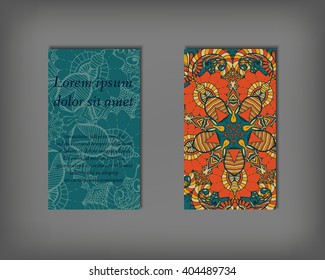 Set of business, invitation, save the date card template, abstract elegant pattern vector design editable. Hand drawn background. Mandala design