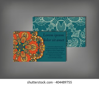 Set of business, invitation, save the date card template, abstract elegant pattern vector design editable. Hand drawn background. Mandala design