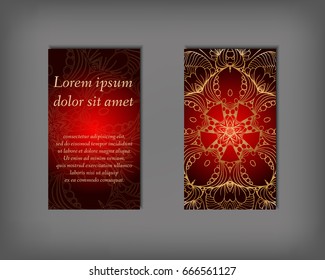 Set of business, invitation, save the date card template, abstract elegant pattern vector design editable. Hand drawn background. Mandala design flyer