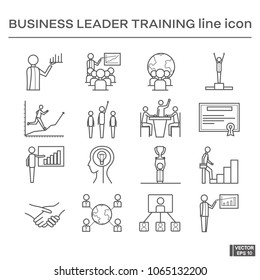 Set, business leader training icons.