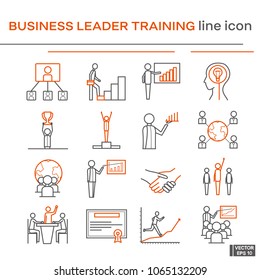 Set, business leader training icons.