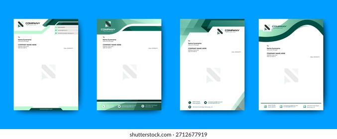 Satz der Briefkopfvorlage für Unternehmen. Bearbeitbares Briefkopfdesign für Unternehmen. Vektor