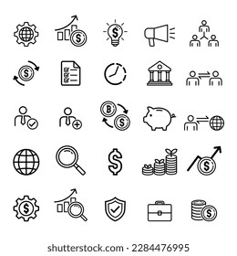 set of business line icon style
