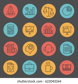 Set Business line icon. vector illustration
