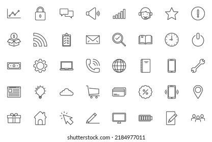 set of business line icons, contact