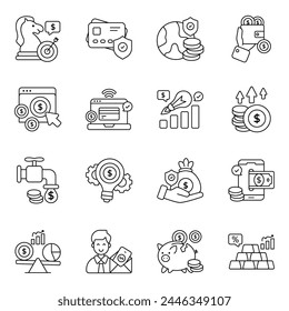 Conjunto de iconos lineales de negocio 

