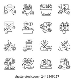 Set of Business Linear Icons 

