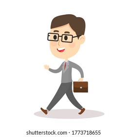 Set Business Man Cartoon Character Vector
