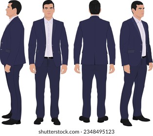 Set of Business Man Character All Views 