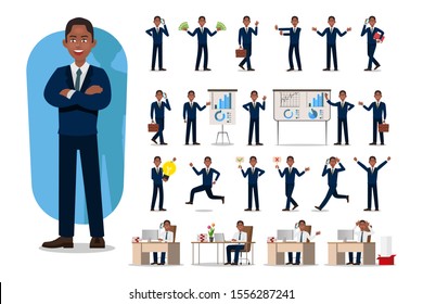 Set of Business man character design. Vector illustration.