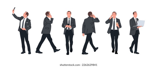 Set of Business man character in different poses.