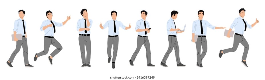 Set of Business man character in different poses. 