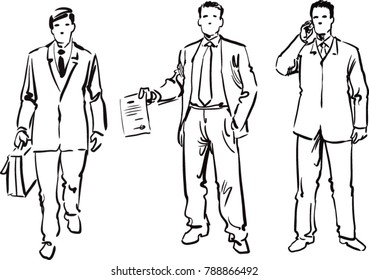 Set of business man in different poses