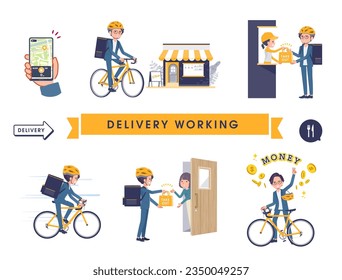 A set of business man doing delivery work.It's vector art so easy to edit.