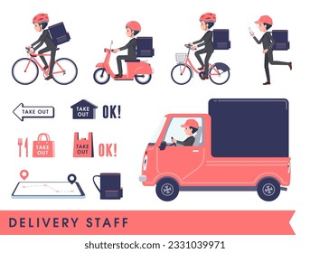 A set of business man doing delivery.It's vector art so easy to edit.