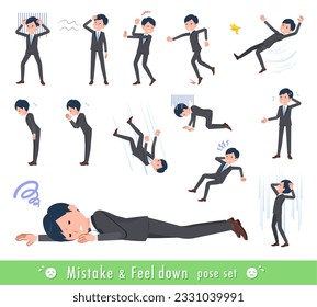 A set of business man expressing failure and depression.It's vector art so easy to edit.