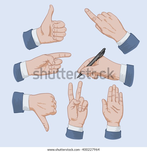 Set Business Man Hands Showing Different Stock Vector Royalty Free